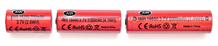 Batteries Lithium-Ion pour mods AW IMR 18350-18490-18650